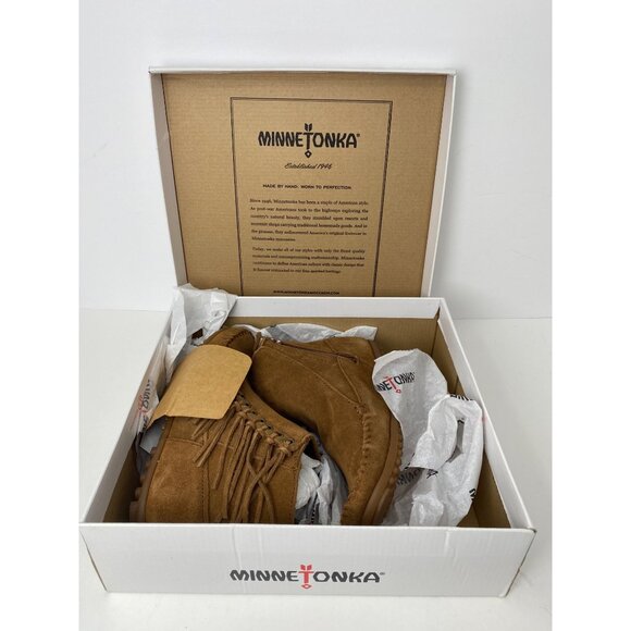 Minnetonka womens Size 5 Dusty Brown Willow Ankle Boots w Side Fringe NEW - Picture 3 of 12